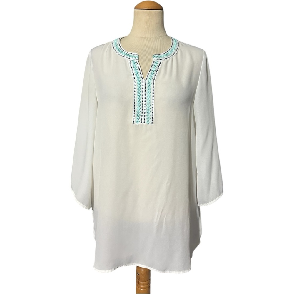 Ariat Embroidered Tunic Popover Blouse White Size XS